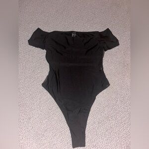 Forever 21 Silk Black Off Shoulder Thong Bodysuit Womens Small
